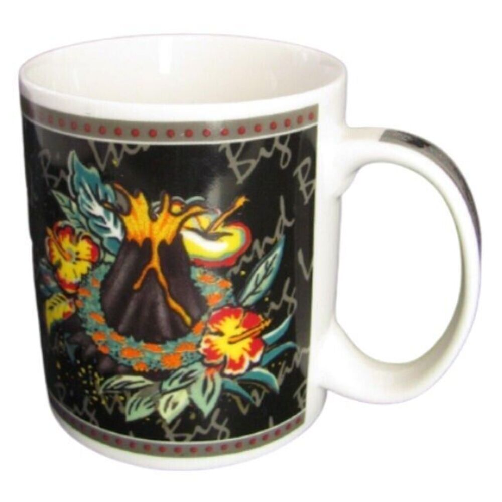 Hilo Hattie Coffee Mug Colorful Hawaiian Island Volcano Floral Souvenir